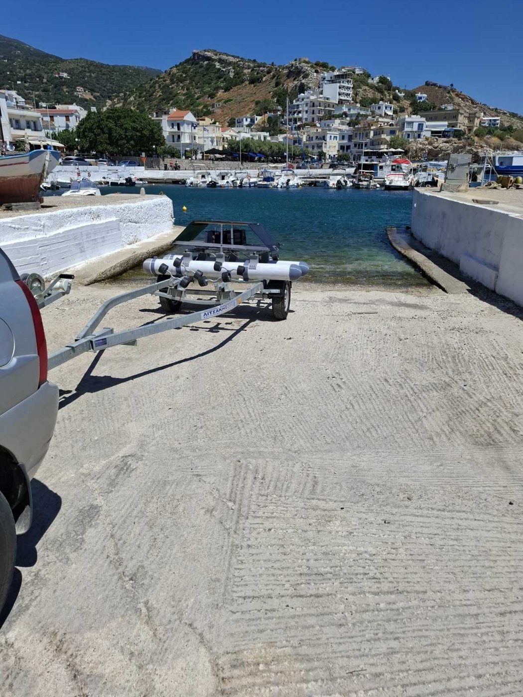 Dynamaris One on its trailer at the top of the slipway